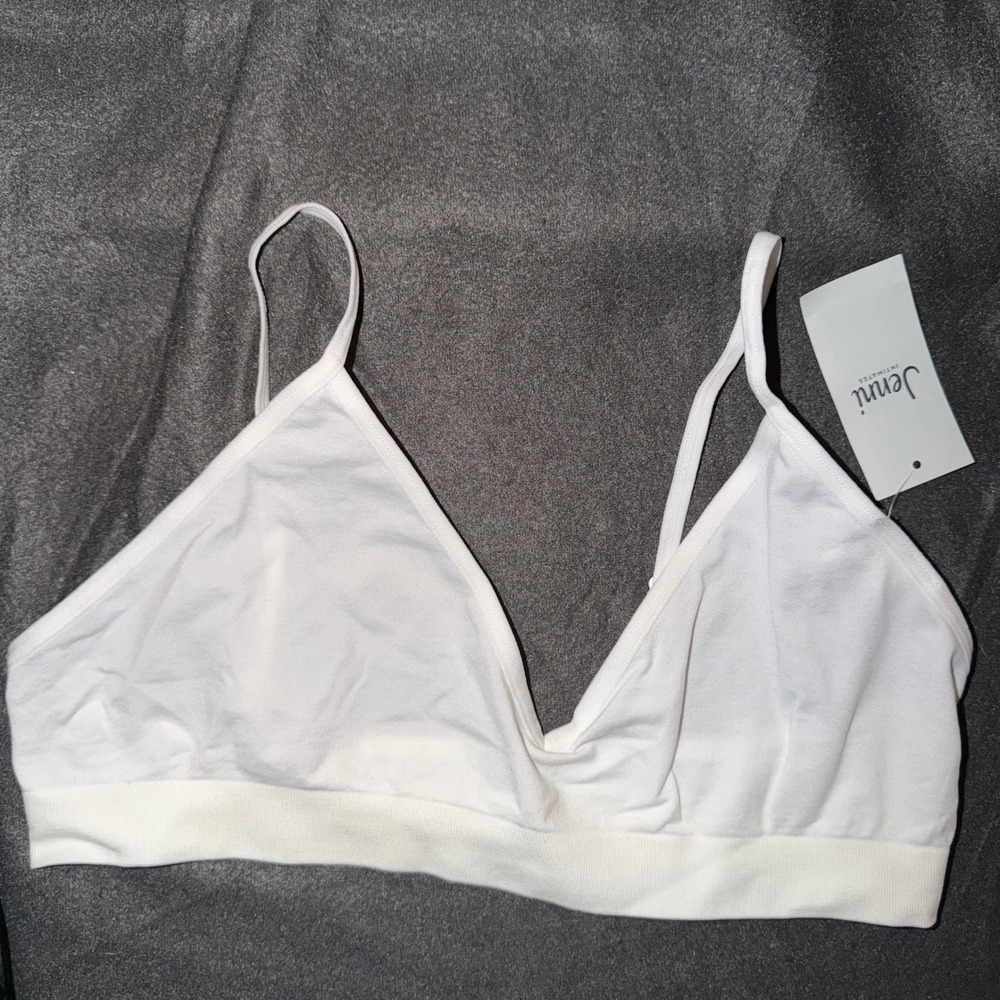 Jenni Intimates Women White Fashion Bralette Adjustable Straps Large 100158355